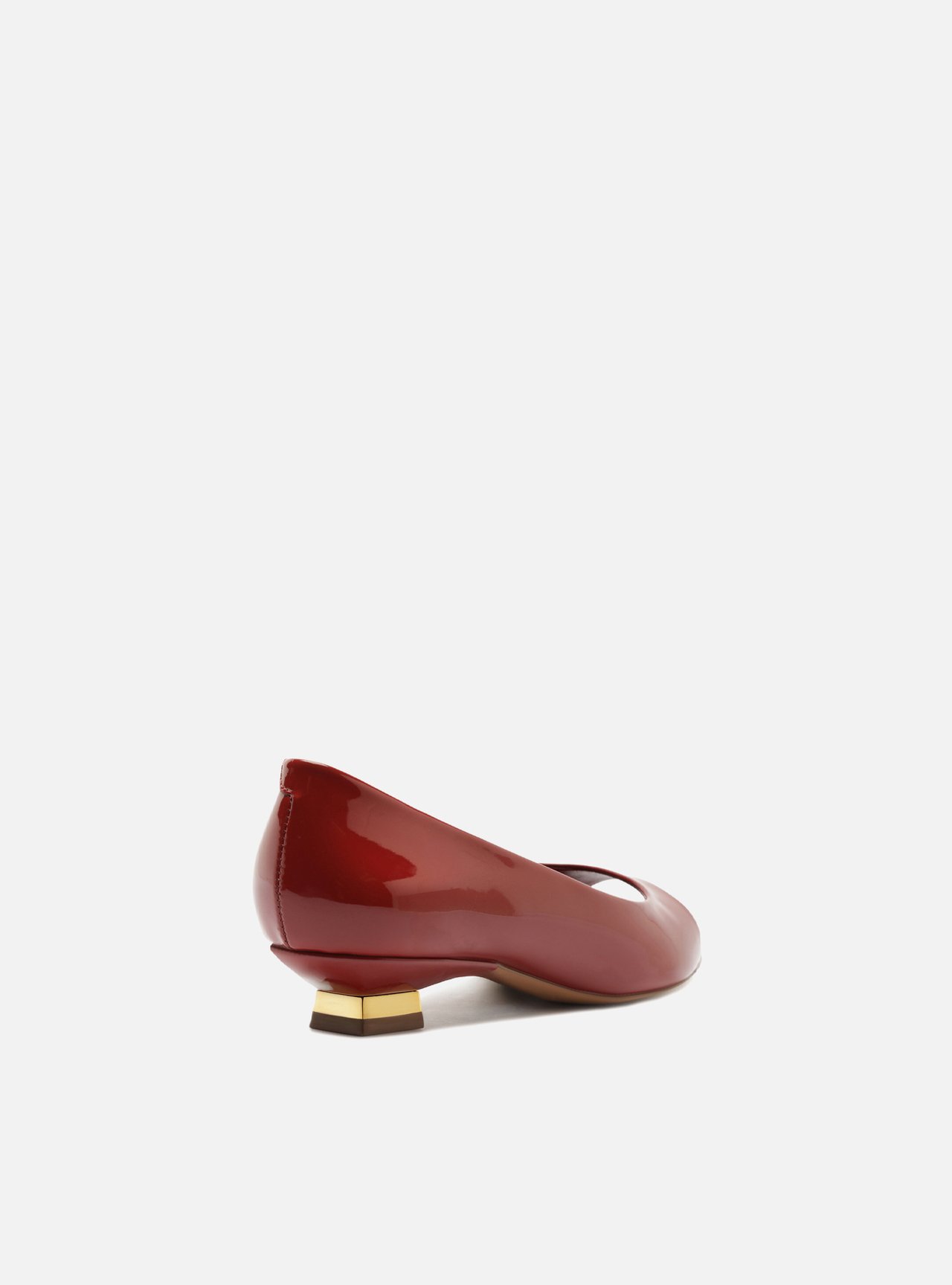 Scarpin Vermelho Verniz Salto Bloco Metais — foto 3
