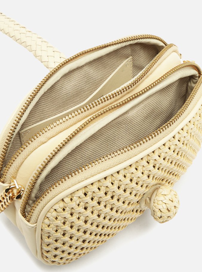 Tiracolo Off White Couro Pequena Tressê Lenny