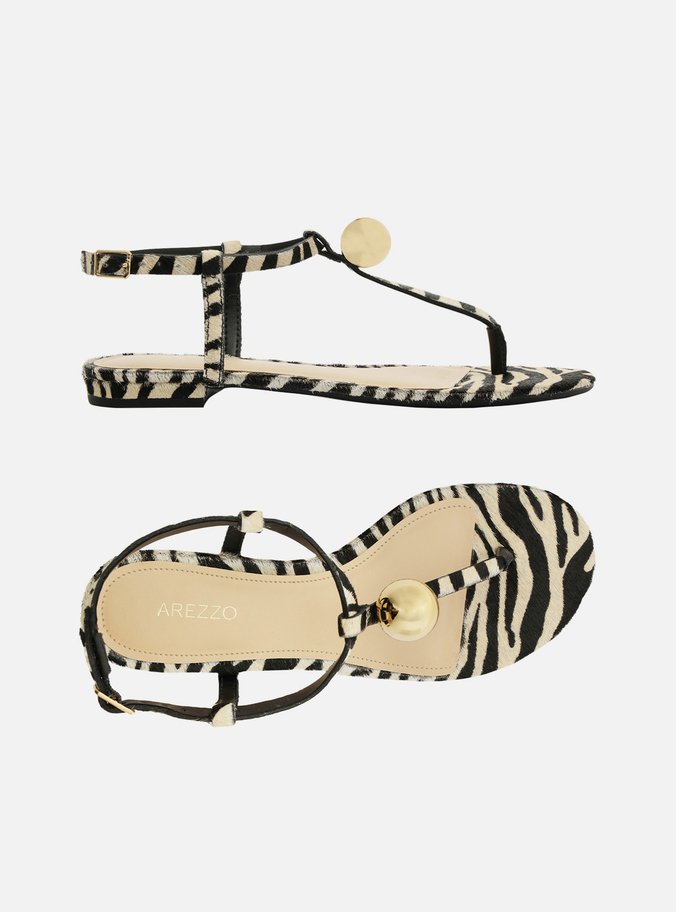 Sandália Animal Print Slim Metais Duo