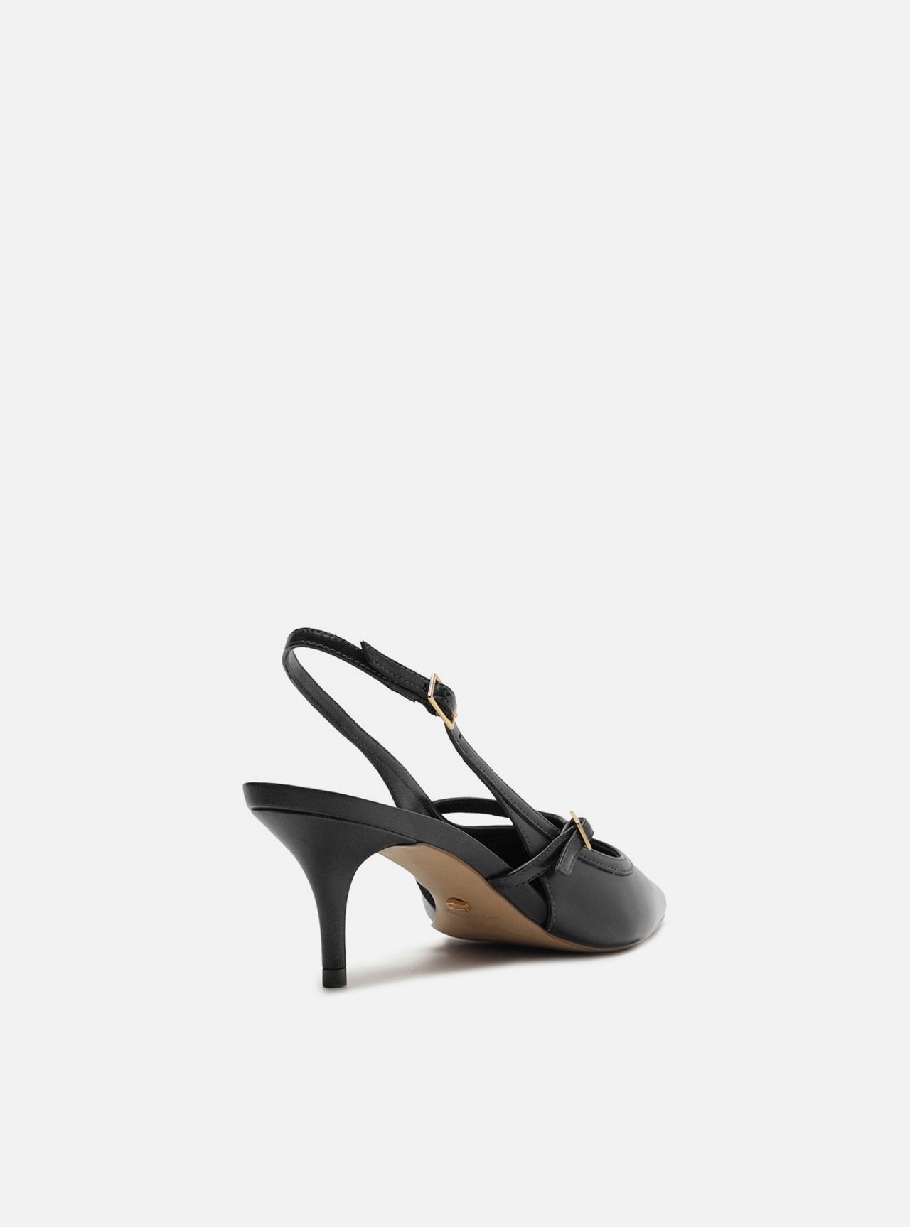 Scarpin Preto Couro Salto Fino Slingback — foto 3