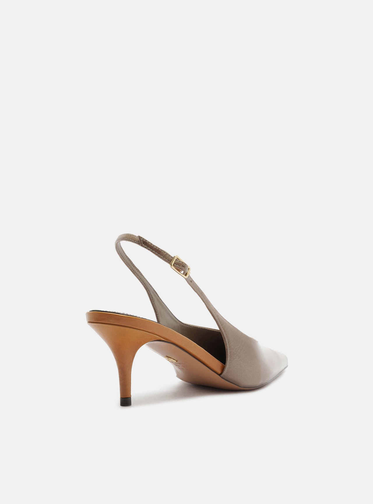 Scarpin Cinza Couro Salto Fino Slingback — foto 3
