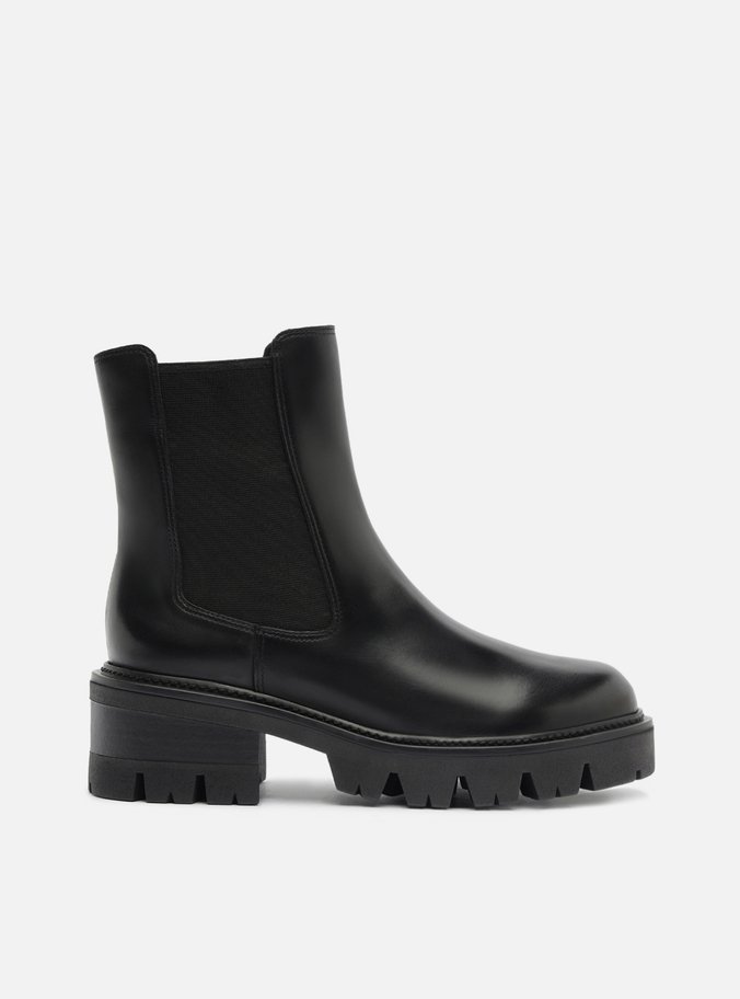 Bota Preta Cano Curto Salto Tratorado Chelsea