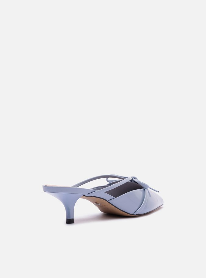 Mule Azul Verniz Salto Kitten Laço