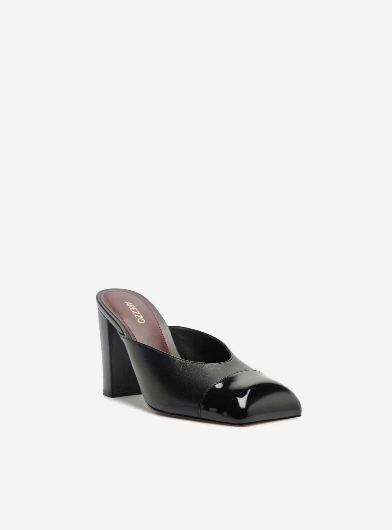 Mule Preta Salto Bloco Cap Toe — foto 2