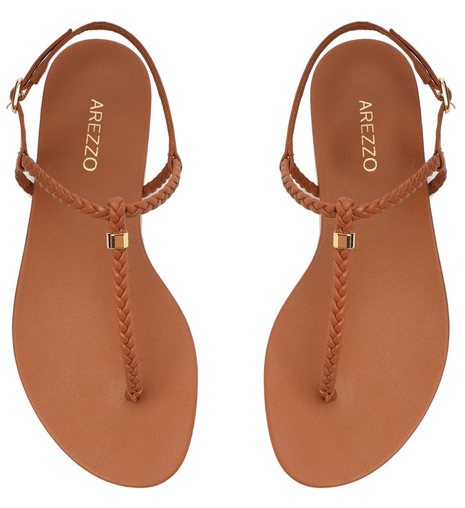 Sandália Rasteira Marrom Flat Slim