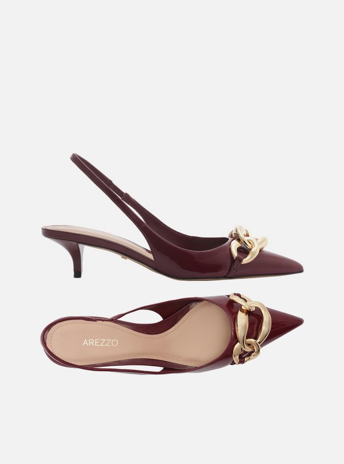 Scarpin Vermelho Salto Kitten Slingback Elos