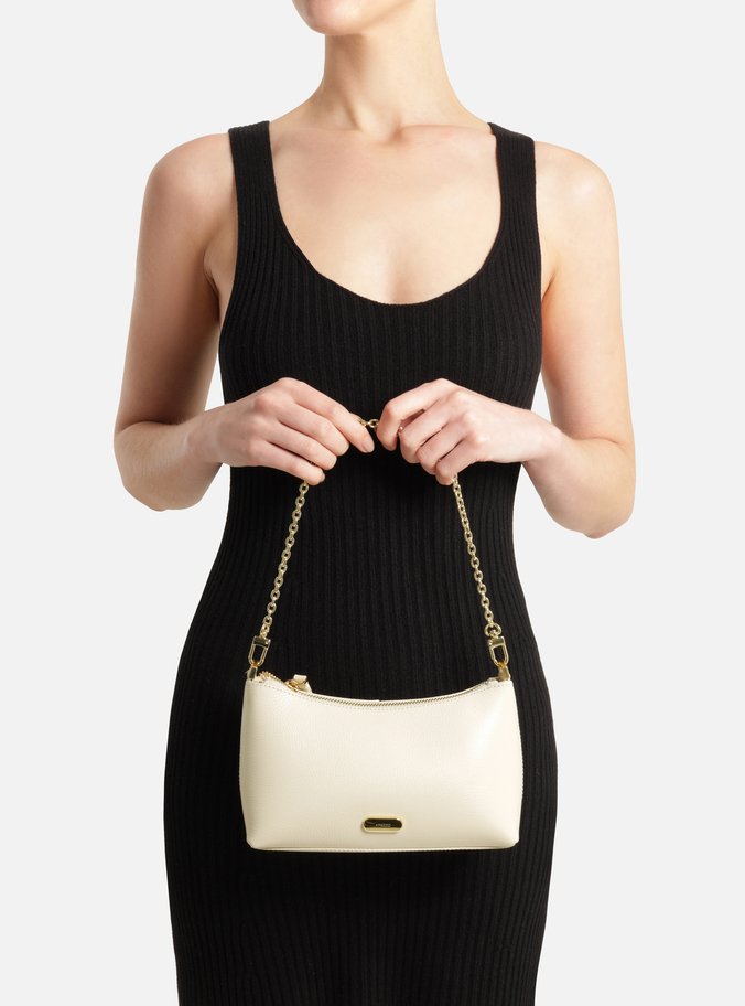 Bolsa Tiracolo Off White Couro Pequena Corrente Tag