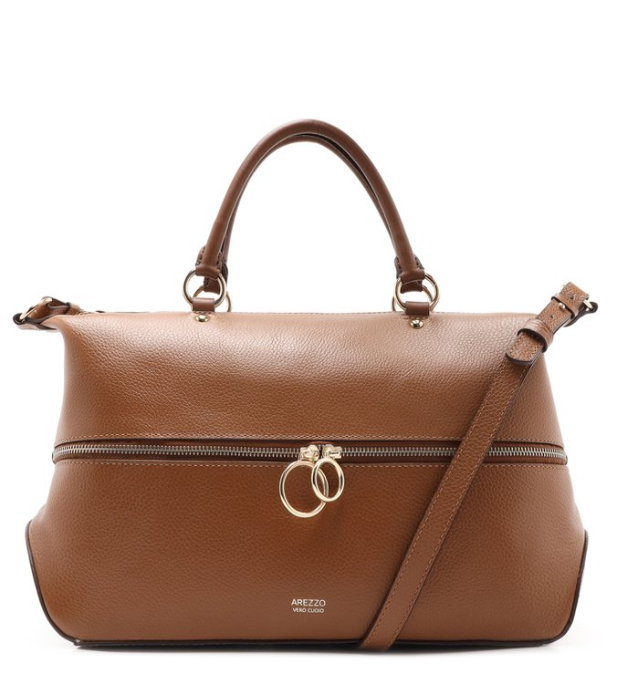 Bolsa Tote Marrom Couro Jewelry Grande Cupuaçu
