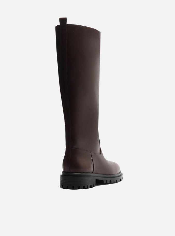 Bota Marrom Couro Cano Longo Tratorada Montaria