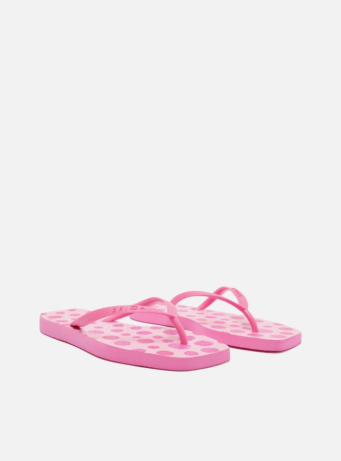 Chinelo de Dedo Rosa Square Print Poá