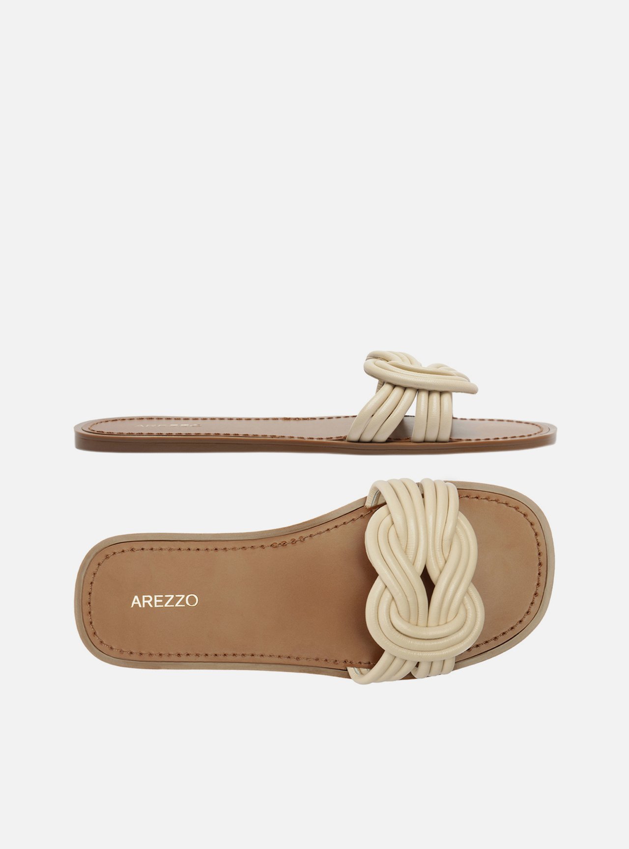 Rasteira Off White Slide Tiras Enlace — foto 5