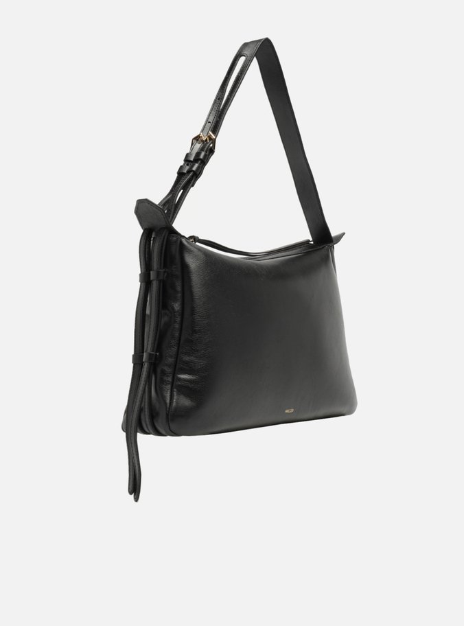 Bolsa Hobo Preta Couro Grande Alça Regulável