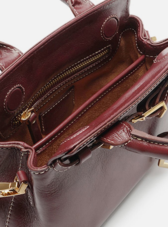 Bolsa Tote Vermelha Couro Pequena Bag Charm Victória
