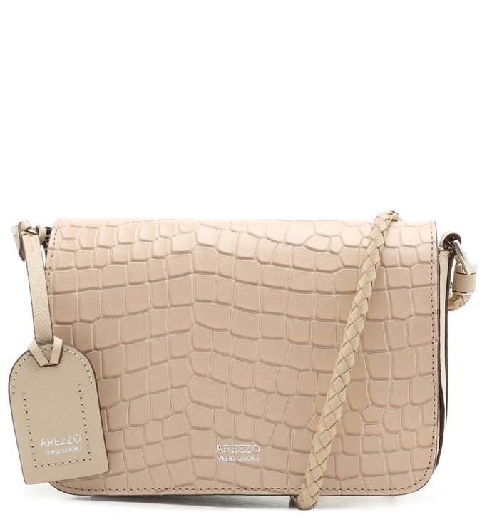Bolsa Tiracolo Croco Piazza Pequena Latte