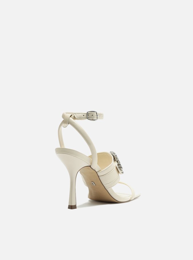 Sandália Off-White Salto Fino Fivela