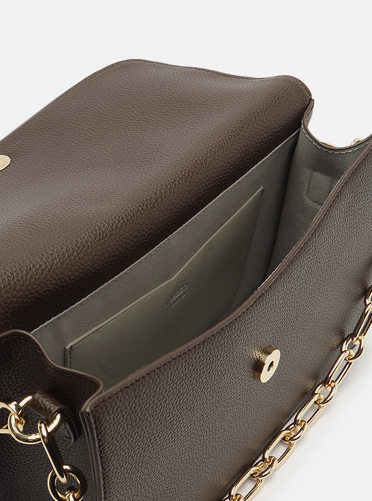 Bolsa Tiracolo Marrom Média Alça Corrente — foto 4