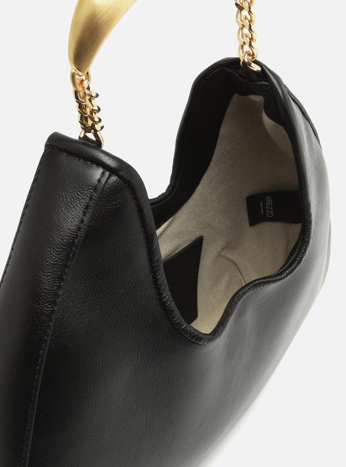 Bolsa Tiracolo Preta Couro Média Metal Bold