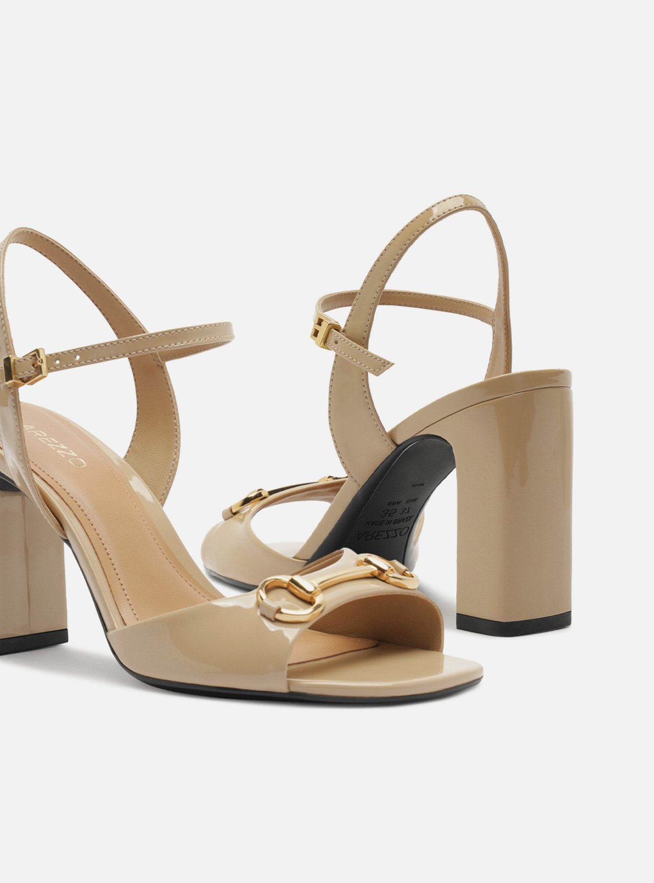 Sandália Nude Verniz Salto Bloco Slingback Bridão — foto 4