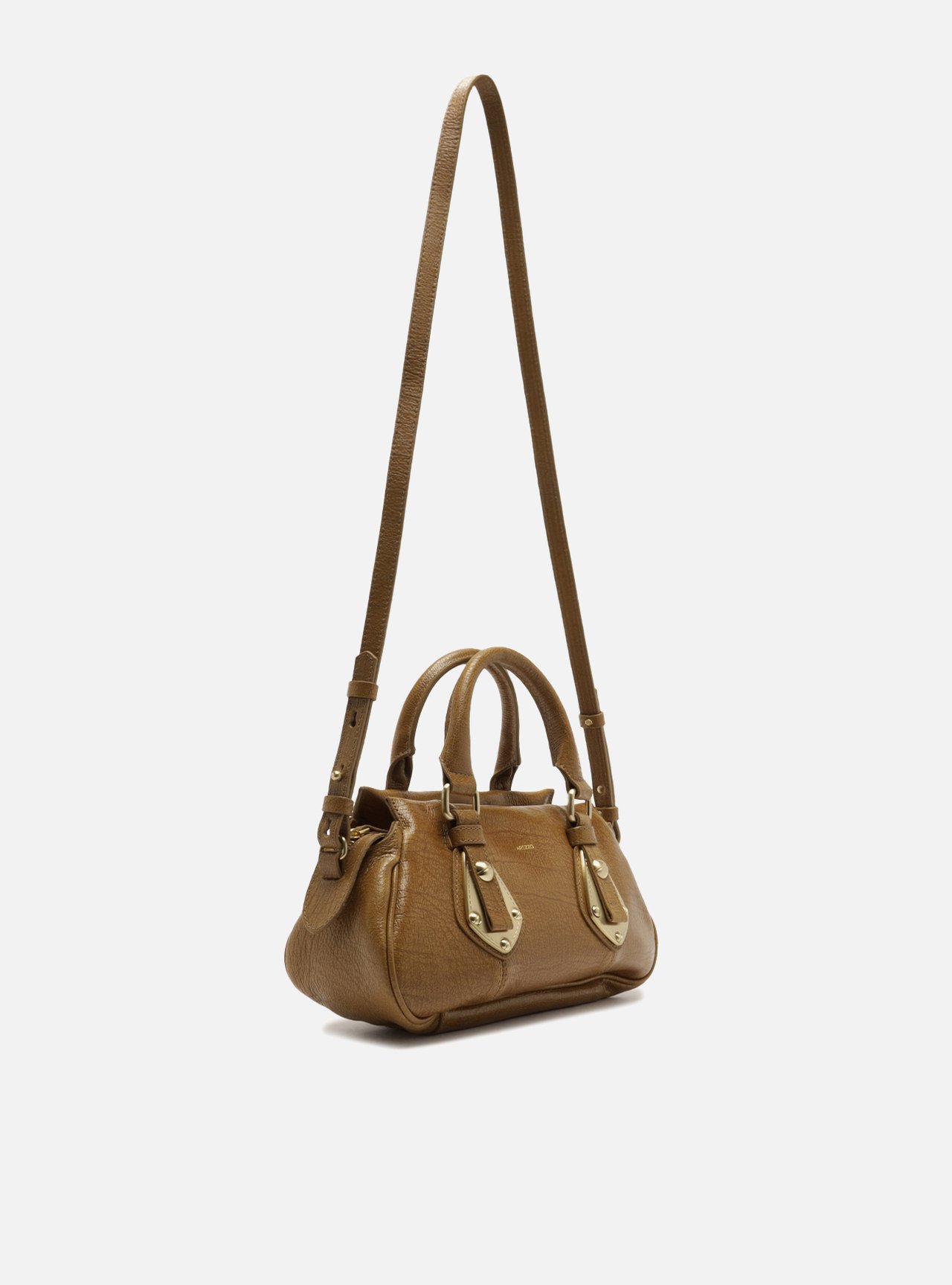 Bolsa Tote Marrom Couro Pequena Metais — foto 5