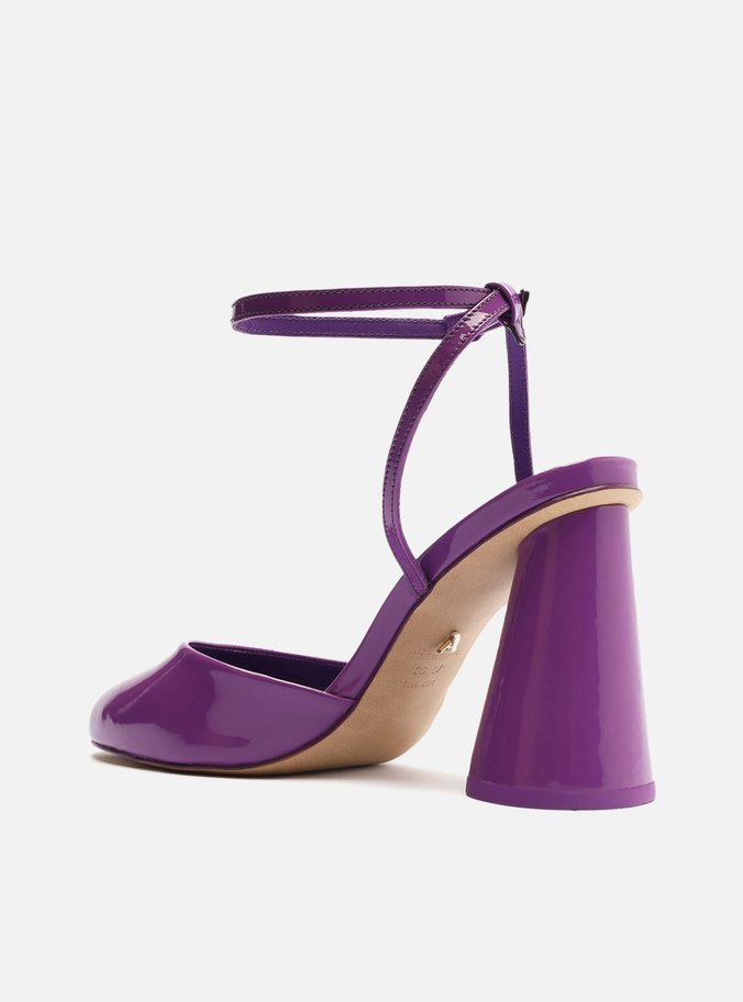Scarpin Roxa Verniz Salto Geométrico Piera