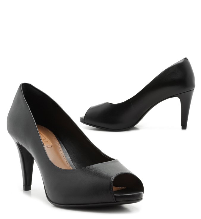 peep toe arezzo preto
