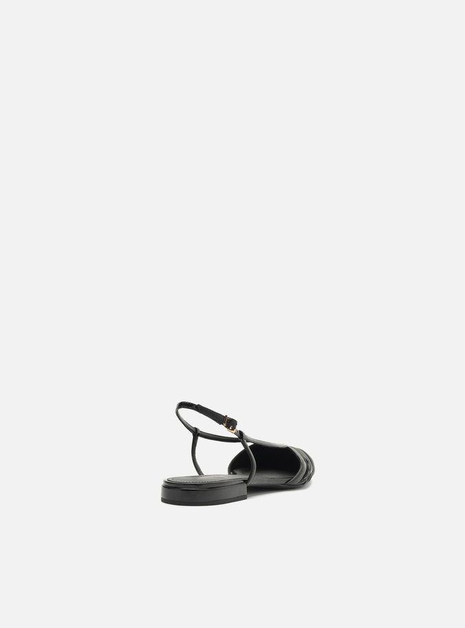 Sapatilha Preta Verniz Bico Fino Slingback