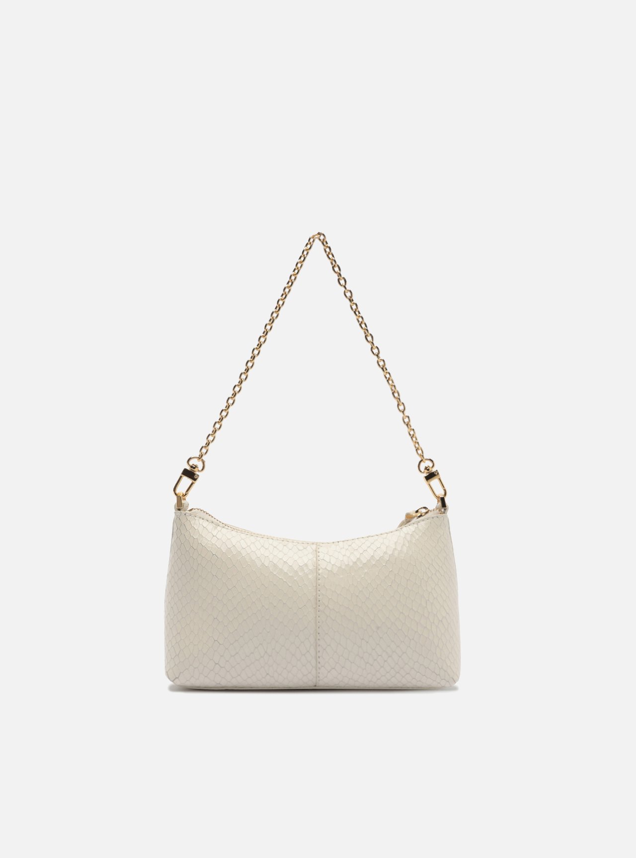 Bolsa Shoulder Preta Couro Média Snake Corrente — foto 3