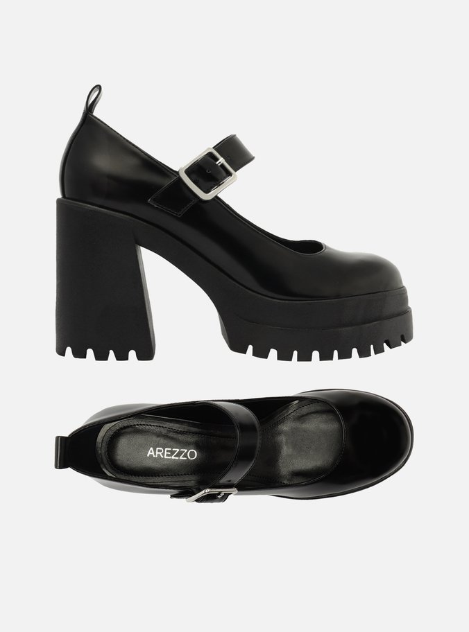 Sapato Preto Salto Alto Tratorada Ashley