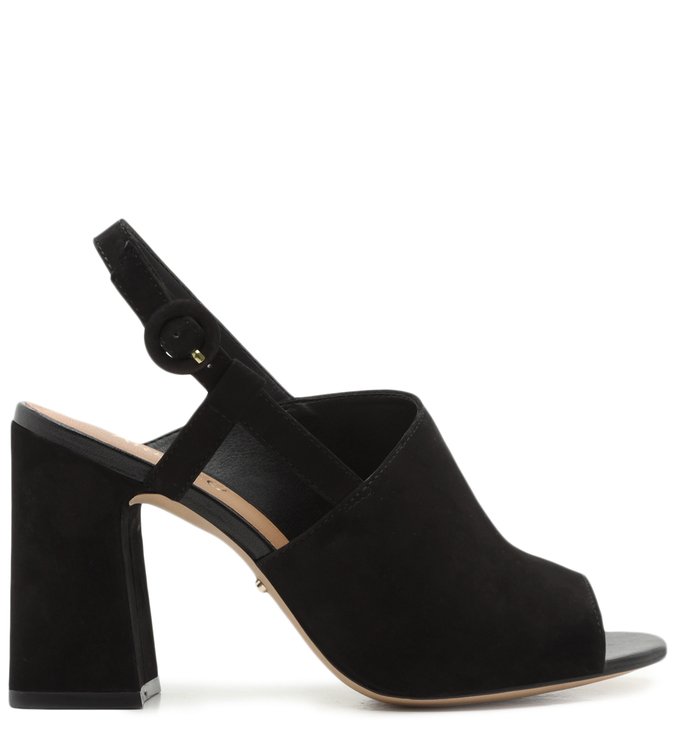 Sandal Boot Nobuck Salto Alto Transversal Preta