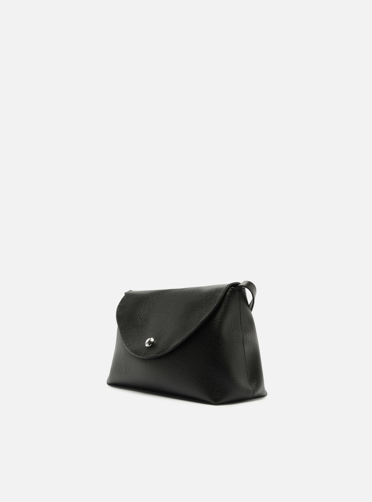 Bolsa Tiracolo Preta Média Granulada Metais Dourados — foto 2