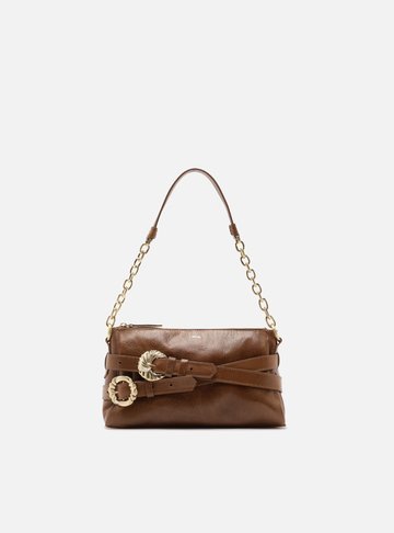 Arezzo — Bolsa Shoulder Marrom Couro Pequena Corrente