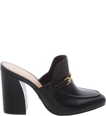 Mocassim Mule Salto Preta Couro