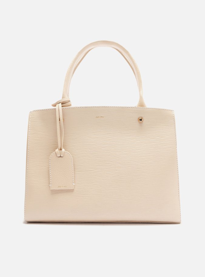 Bolsa Tote Branca Milky Couro Wave Bella Média