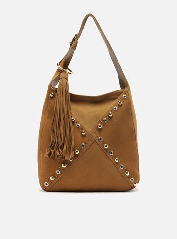 Bolsa Hobo Bege Couro Becca Grande