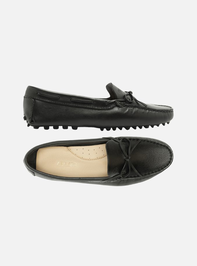 Mocassim Preto Couro Sola Emborrachada Retrô
