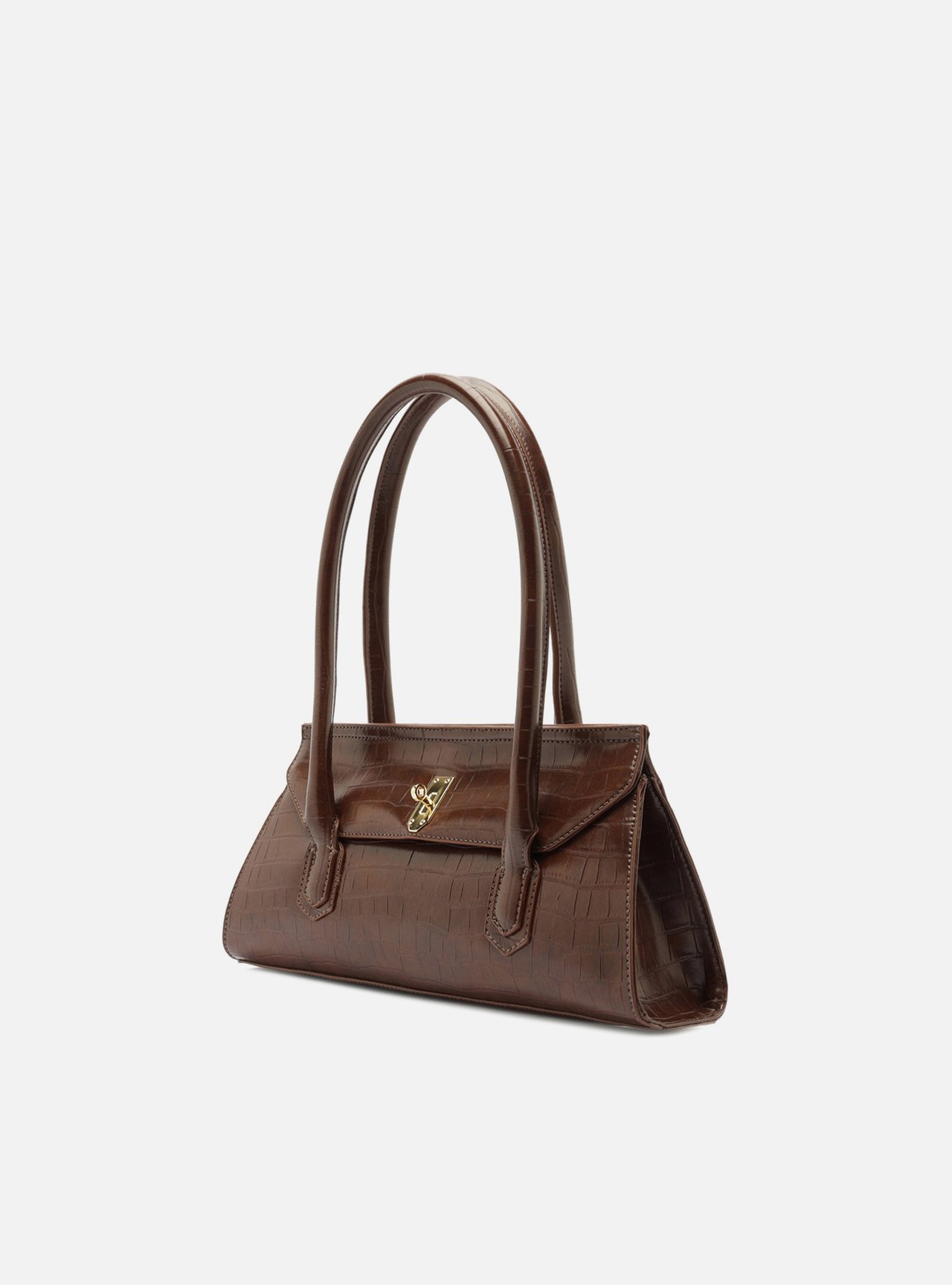 Bolsa Shoulder Marrom Média Croco Metais — foto 2