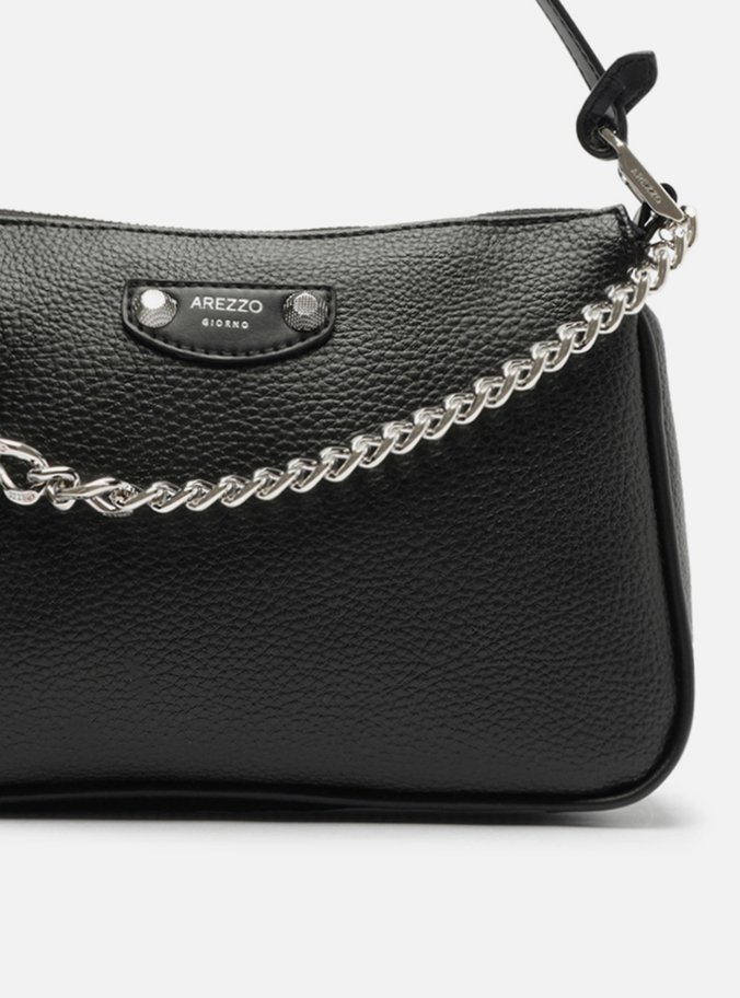 Bolsa Tiracolo Preta Pequena Corrente Tag