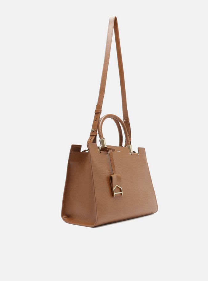 Bolsa Tote Marrom Couro Abraccio Grande