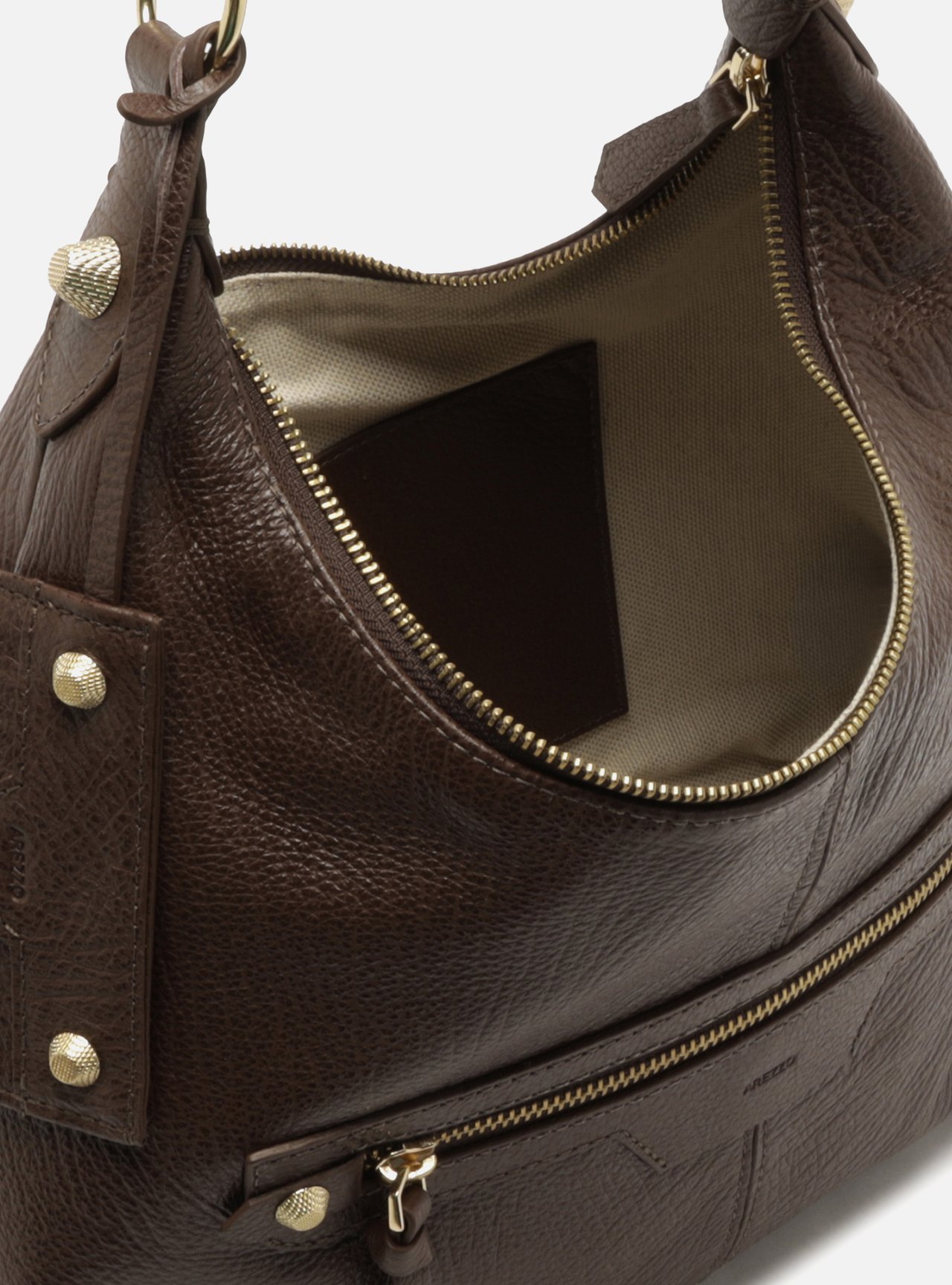 Bolsa Hobo Marrom Couro Média Alça Tressê — foto 4