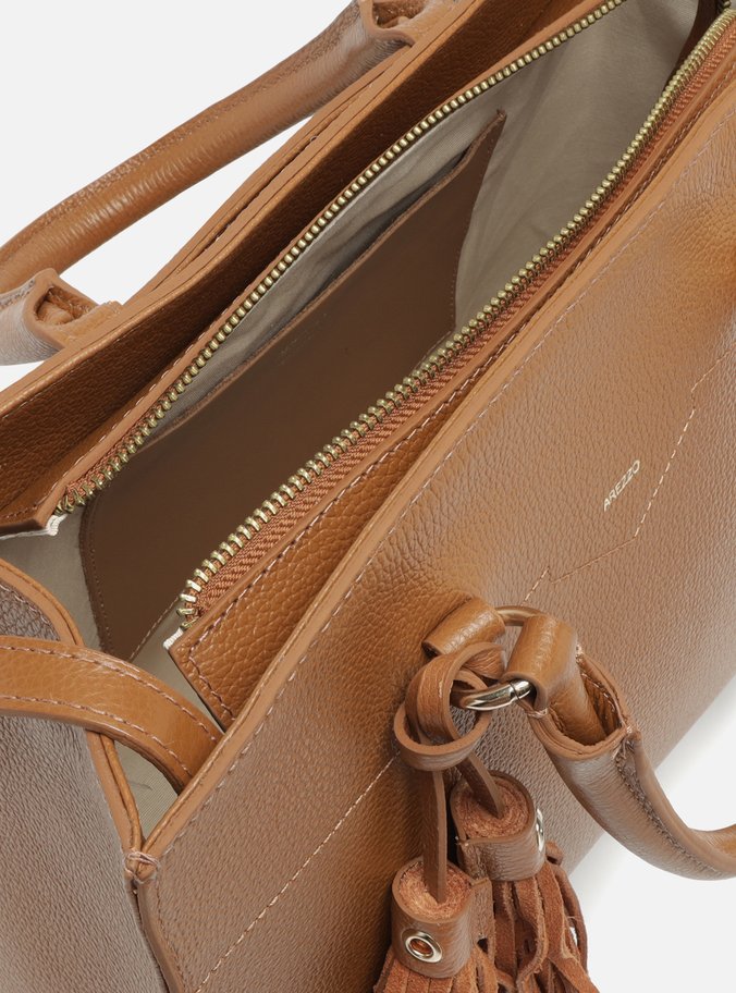 Bolsa Tote Marrom Couro Grande Barbicacho