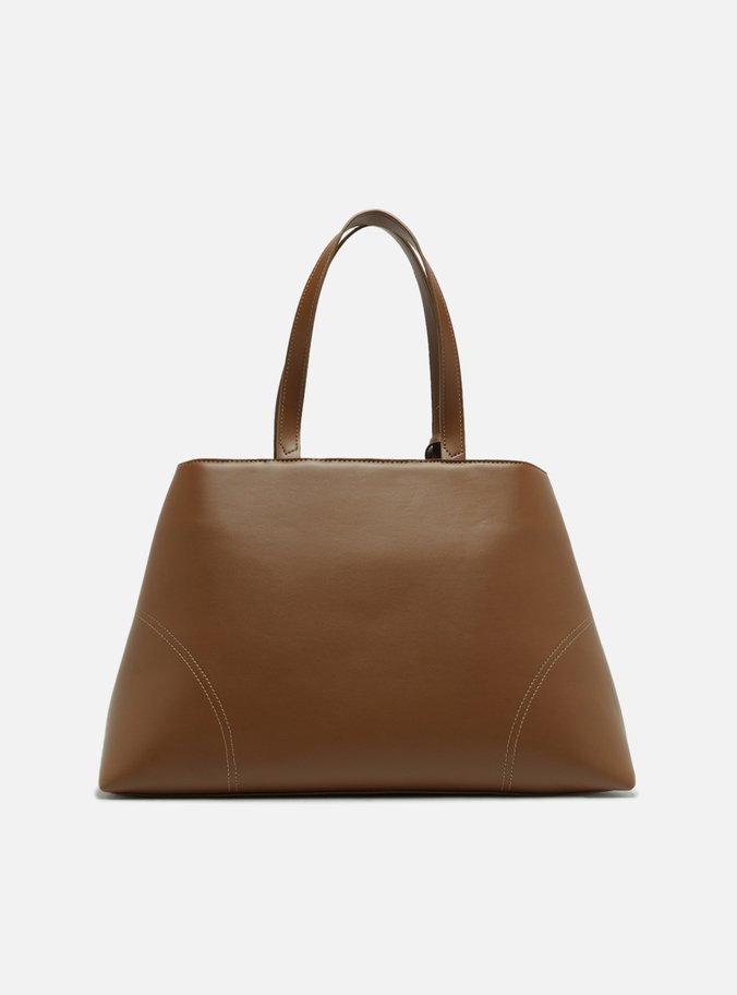 Bolsa Tote Marrom Grande Costuras Bag Charm