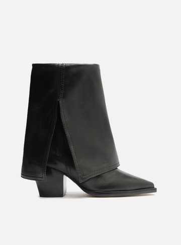 Bota Preta Couro Cano Médio Capa Georgia