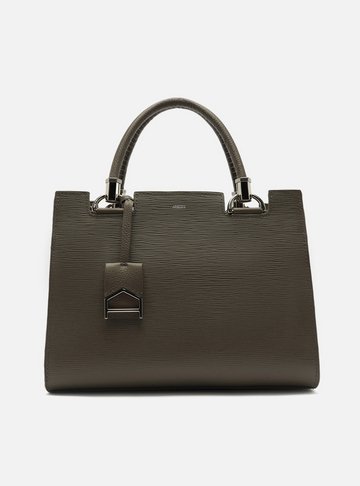 Bolsa Tote Cinza Couro Abraccio Grande