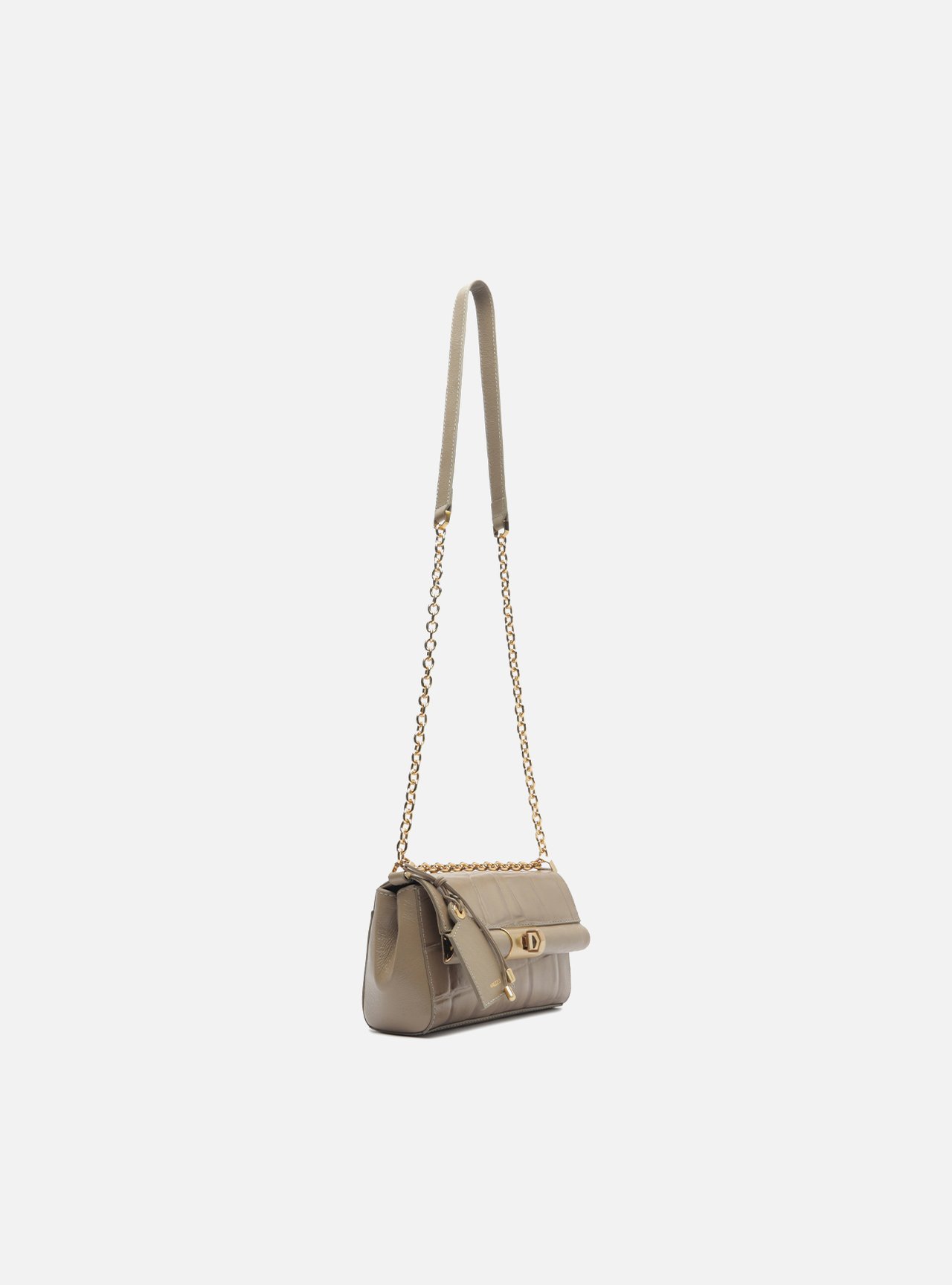 Bolsa Tiracolo Cinza Couro Maxi Croco Pequena — foto 5
