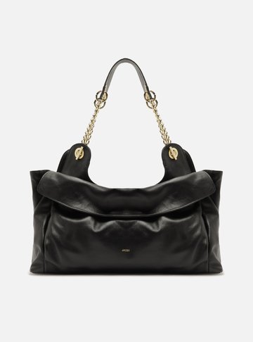 Arezzo — Bolsa Tote Preta Couro Grande Franzida