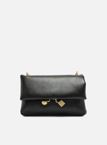 Bolsa Tiracolo Preta Couro Média Esfera Cubo