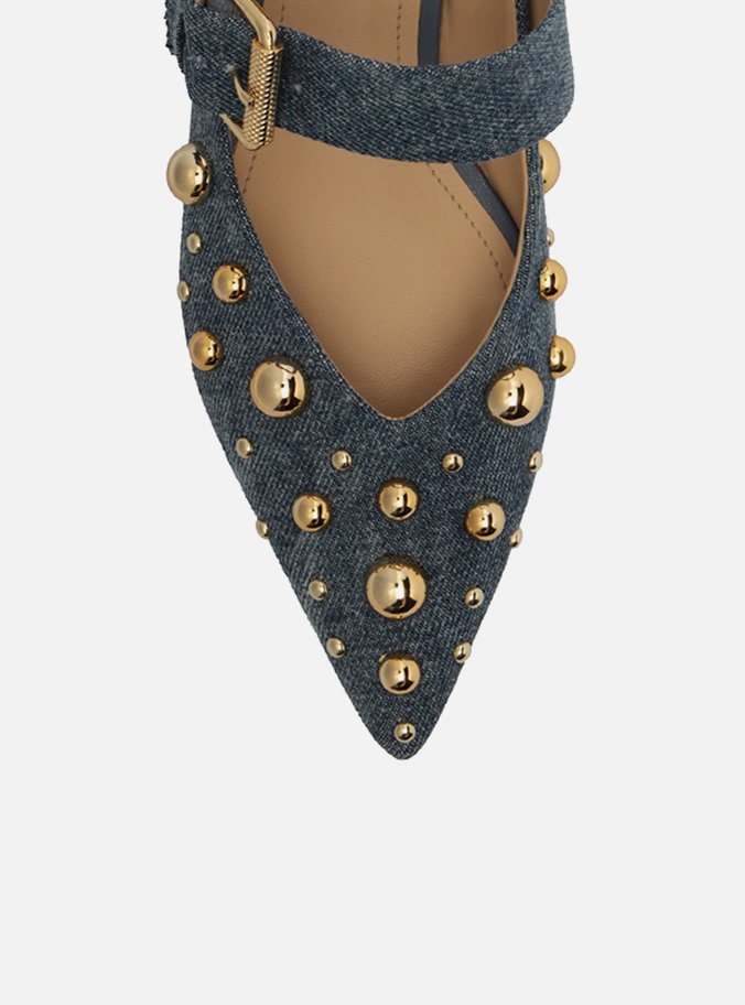 Sapatilha Boneca Azul Jeans Bico Fino Amelie
