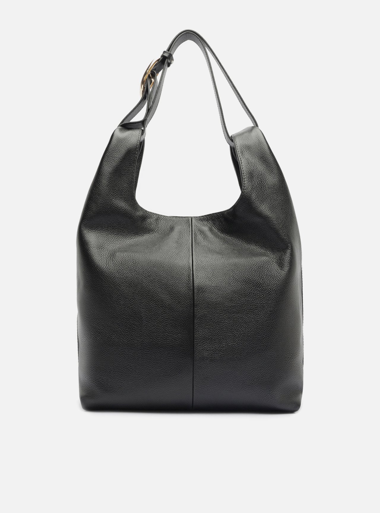 Bolsa Hobo Preta Couro Média — foto 3