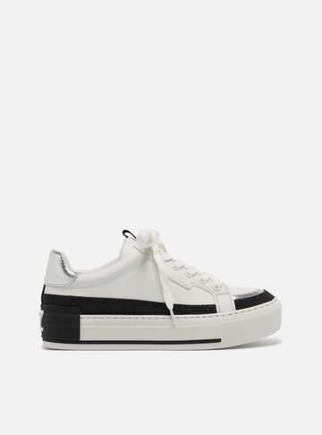 Tênis Branco Flatform Amarração Preto