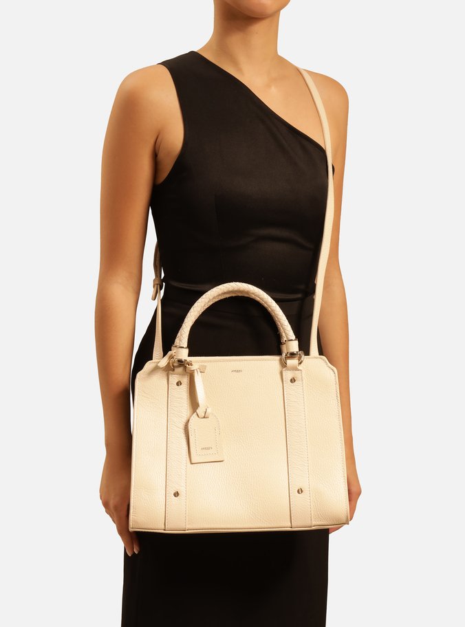Bolsa Tote Off-White Couro Piazza Média